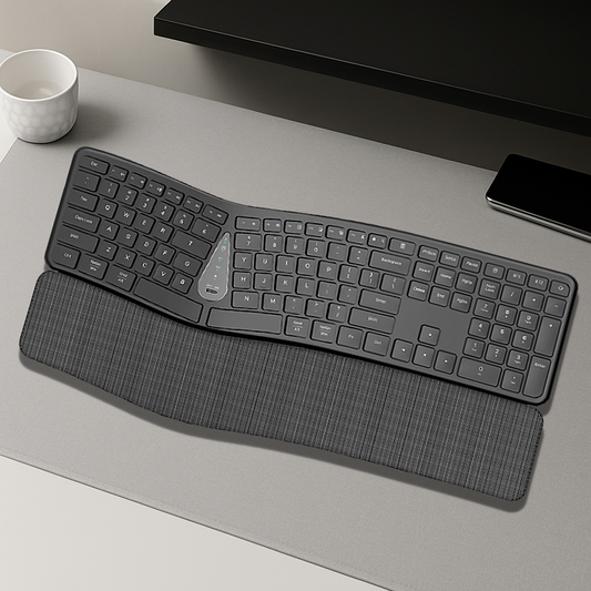 Clavier Ergonomique Sans Fil - QWERTY Repose Poignets