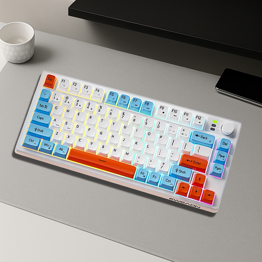 Clavier Ergonomique Sans Fil - QWERTY 78 Touches RGB