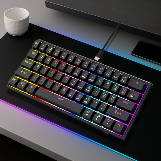 Clavier Gaming Filaire - QWERTY 61 Touches Mécanique RGB