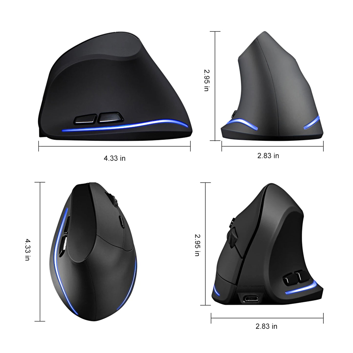 Souris Ergonomique Sans Fil - Rechargeable Verticale 2400 DPI