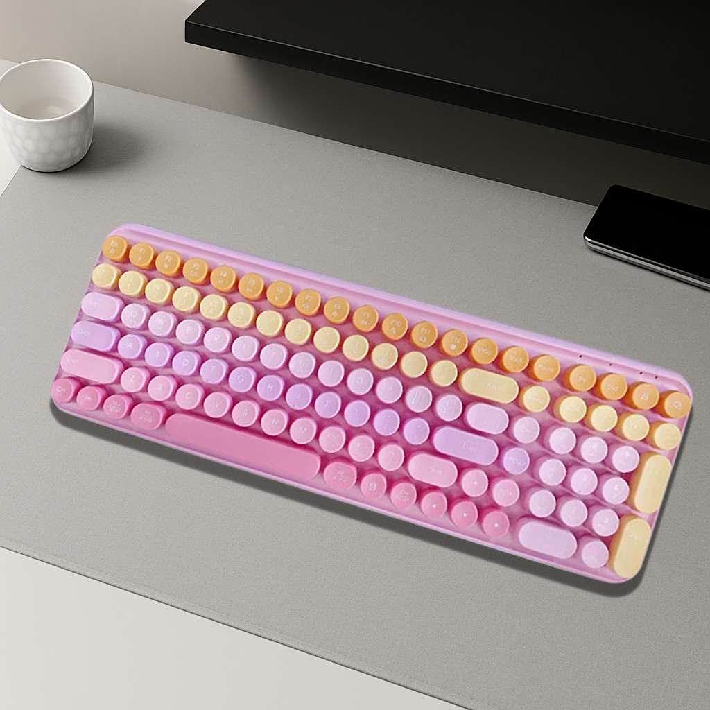 Clavier Ergonomique Sans Fil - QWERTY Rétro Multimédia