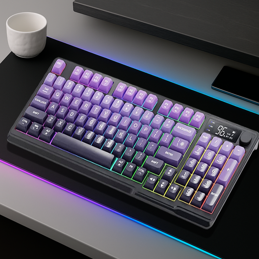 Clavier Gaming Sans Fil - QWERTY Mécanique Ecran Molette