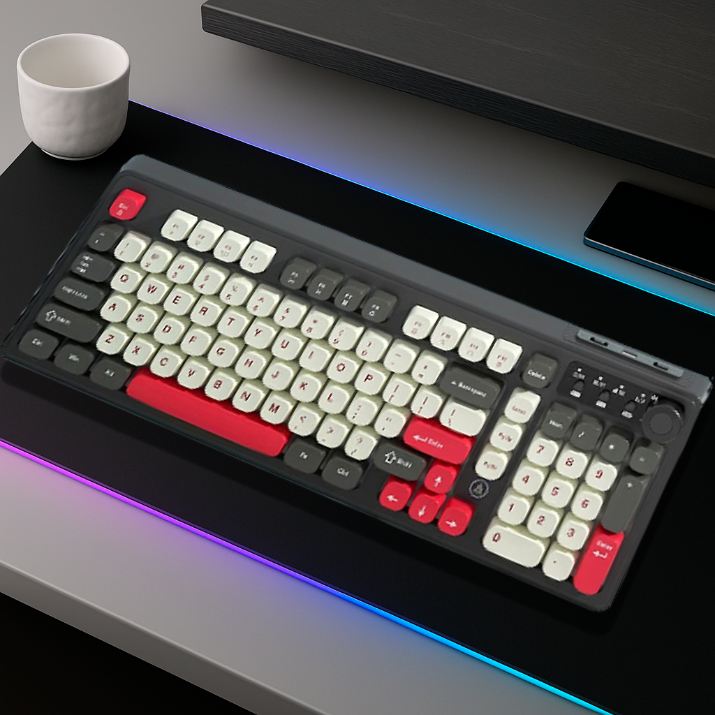 Clavier Gaming Sans Fil - QWERTY Mécanique Tri Mode Silencieux