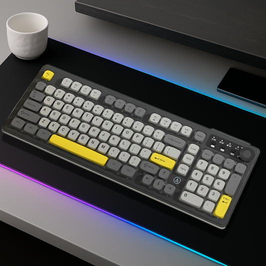 Clavier Gaming Sans Fil - QWERTY Mécanique Tri Mode Silencieux