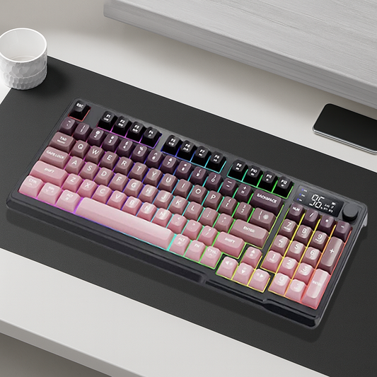 Clavier PC Sans Fil - QWERTY Compact 96 Touches avec Ecran et Molette