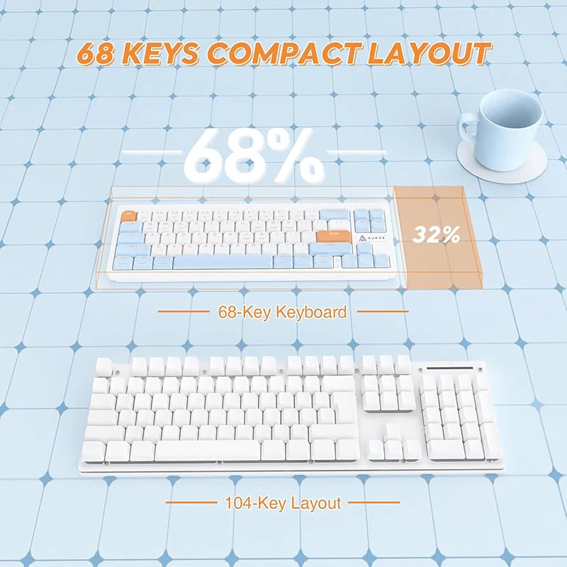 Clavier Gaming Sans Fil - QWERTY Mécanique 68 Touches Bluetooth