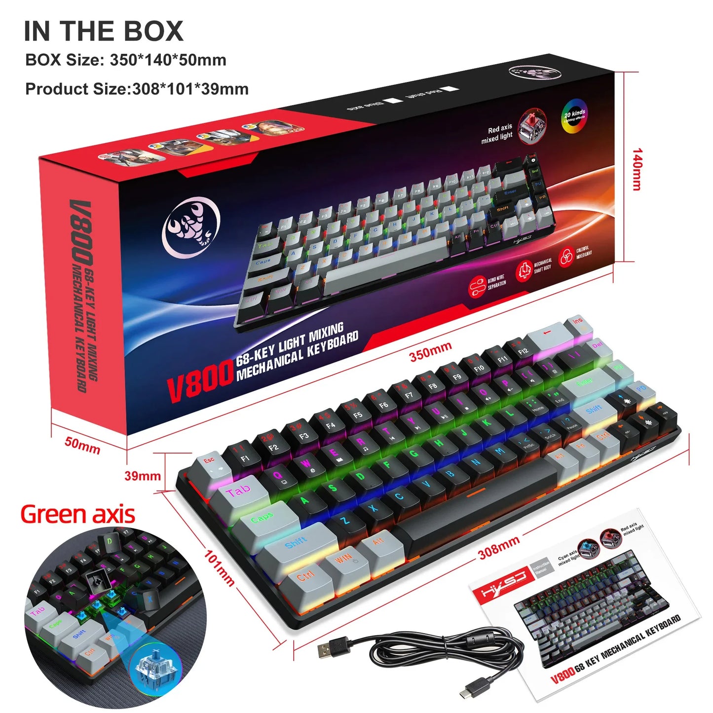 Clavier Gaming Filaire - QWERTY Mécanique Switch RGB
