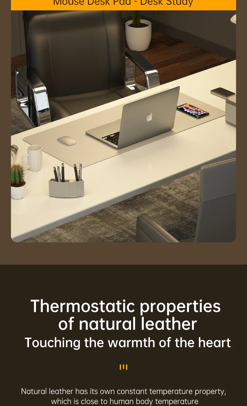 Tapis de Souris Bureau XXL - Simili Cuir Confort