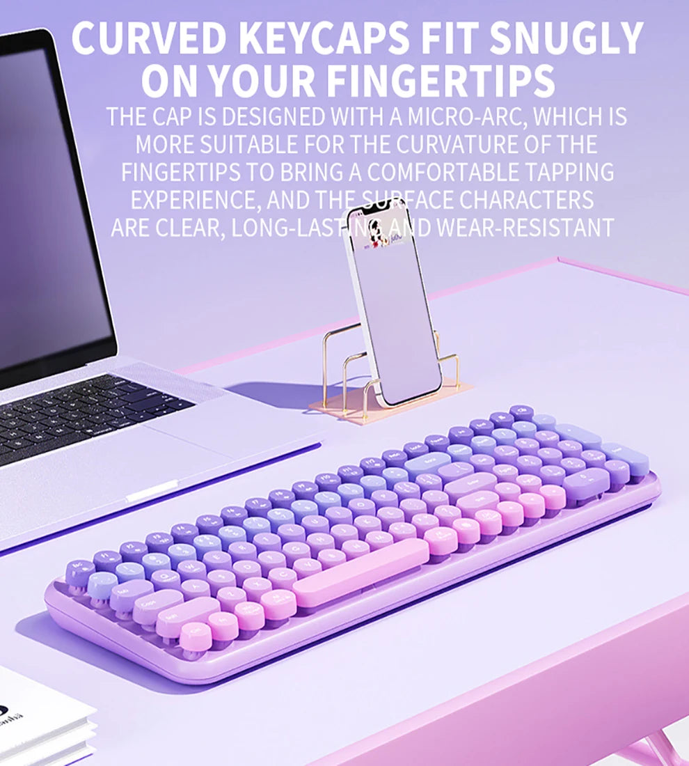 Clavier Ergonomique Sans Fil - QWERTY Rétro Multimédia