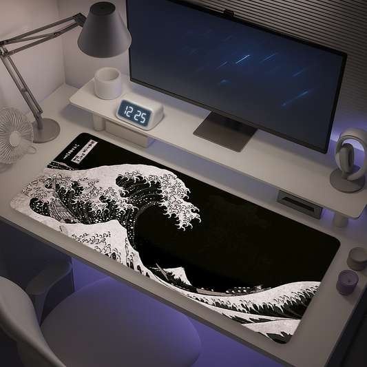Tapis de Souris Gaming XXL - Vagues Monochromes